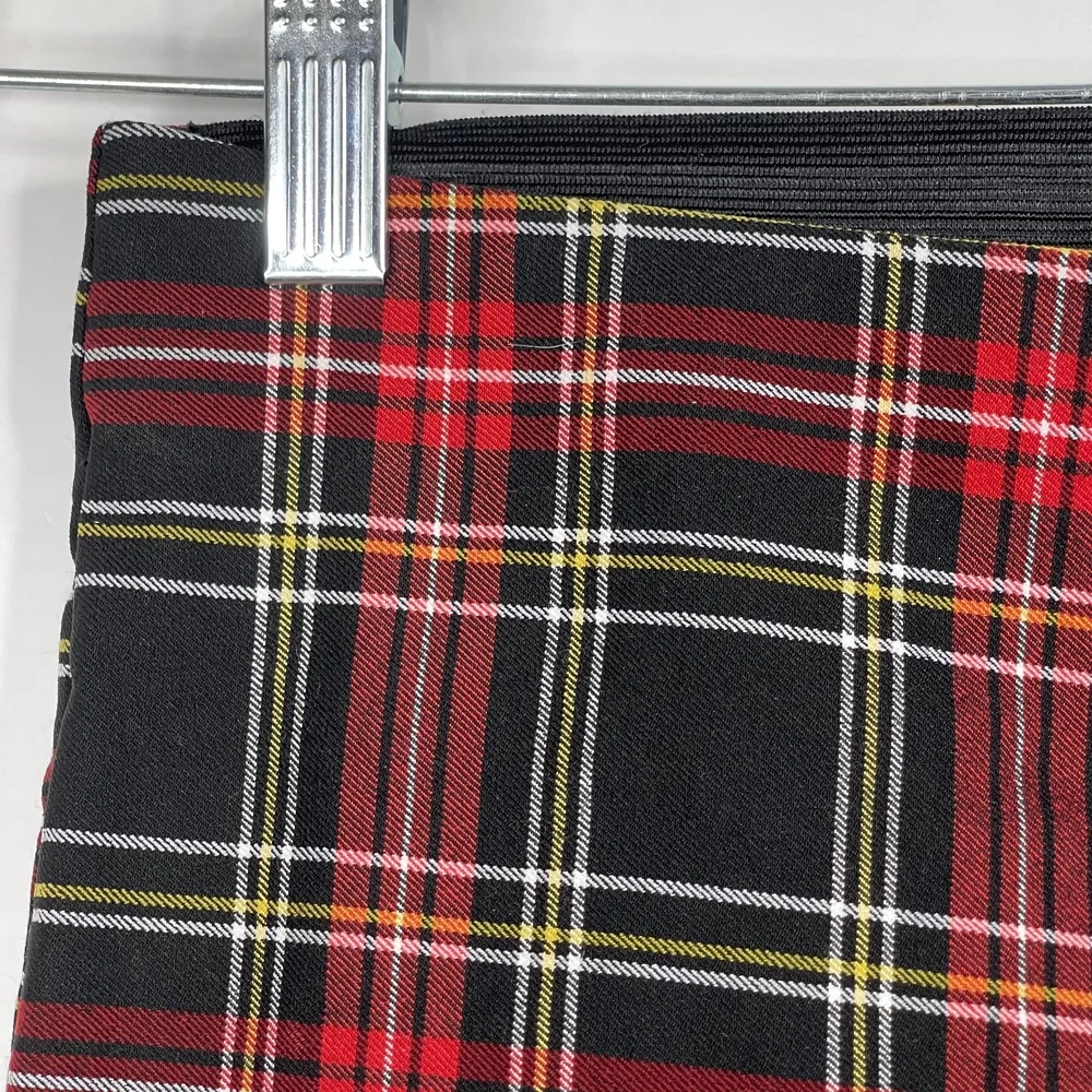 2/$30 ZARA Tartan Plaid Zip-up Skinny Pants Ring Pull Medium Red Black #7310 - Picture 7 of 16
